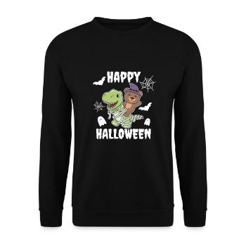 Bear Happy Halloween T-Rex Mummy Costume - Unisex Sweatshirt - black - Front - Alina (178cm) & Michal (187cm)