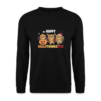 Happy Hallothanksmas Beaver Christmas Beaver - Unisex Sweatshirt - black - Front - Alina (178cm) & Michal (187cm)