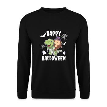 Monkey Happy Halloween T-Rex Mummy Costume - Unisex Sweatshirt - black - Front - Alina (178cm) & Michal (187cm)