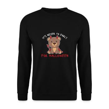 Ours il n’est jamais trop tôt pour le diable d’Halloween - Sweat-shirt Unisexe - noir - Devant - Alina (178cm) & Michal (187cm)