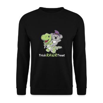 Koala Trick Rawr Treat T-Rex Mummy Costume - Unisex Sweatshirt - black - Front - Alina (178cm) & Michal (187cm)
