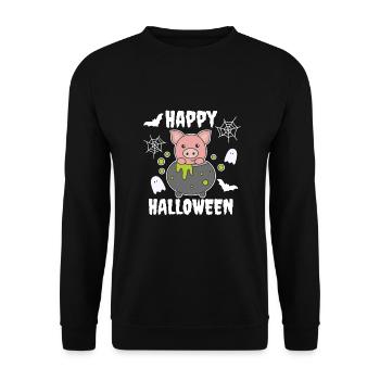 Cochon Joyeux Halloween Chaudron Chauve-souris - Sweat-shirt Unisexe - noir - Devant - Alina (178cm) & Michal (187cm)