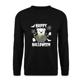 Ours polaire Joyeuse chauve-souris chaudron d’Halloween - Sweat-shirt Unisexe - noir - Devant - Alina (178cm) & Michal (187cm)