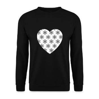 Heart Snowflakes - Unisex Sweatshirt - black - Front - Alina (178cm) & Michal (187cm)