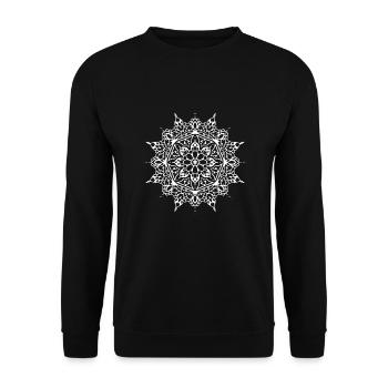 Blume Mandala - Unisex Pullover - Schwarz - Vorne - Alina (178cm) & Michal (187cm)