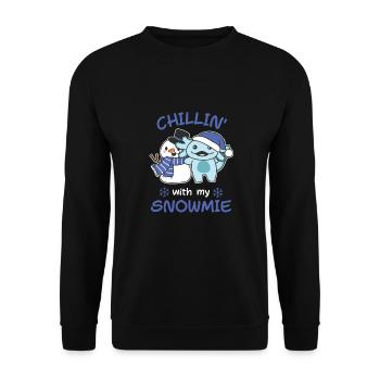 Axolotl Chillin avec mon schneemann snowmie - Sweat-shirt Unisexe - noir - Devant - Alina (178cm) & Michal (187cm)