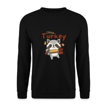 thanksgiving day outfits small turkey raccoon - Unisex Sweatshirt - black - Front - Alina (178cm) & Michal (187cm)