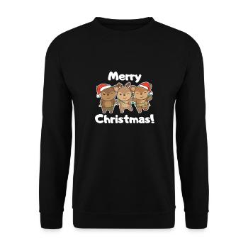 Cerf Noël Animaux Mignon Cerf Joyeux Noël - Sweat-shirt Unisexe - noir - Devant - Alina (178cm) & Michal (187cm)