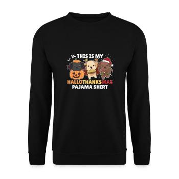 Hallothanksmas Pajama Shirt Labrador Weihnachten - Unisex Pullover - Schwarz - Vorne - Alina (178cm) & Michal (187cm)