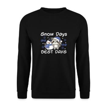 Raccoon Snow Days are the best days Snowman - Unisex Sweatshirt - black - Front - Alina (178cm) & Michal (187cm)