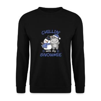 Hippo Chillin avec mon bonhomme de neige - Sweat-shirt Unisexe - noir - Devant - Alina (178cm) & Michal (187cm)