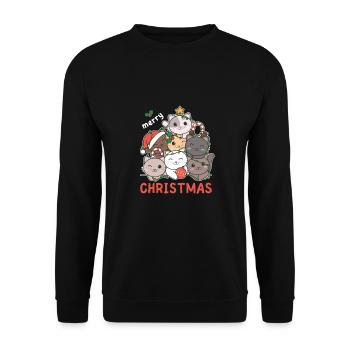 Cat Christmas Tree Merry Christmas - Unisex Sweatshirt - black - Front - Alina (178cm) & Michal (187cm)