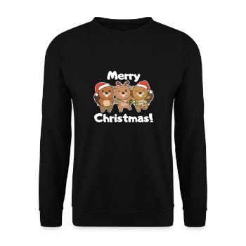 Beaver Christmas Animals Beavers Merry Christmas - Unisex Sweatshirt - black - Front - Alina (178cm) & Michal (187cm)