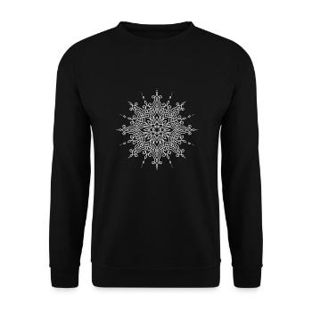 Blume Mandala - Unisex Pullover - Schwarz - Vorne - Alina (178cm) & Michal (187cm)