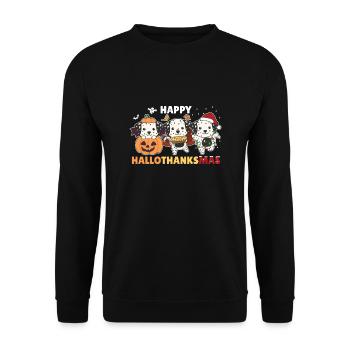 Happy Hallothanksmas Dalmatiner Weihnachten - Unisex Pullover - Schwarz - Vorne - Alina (178cm) & Michal (187cm)