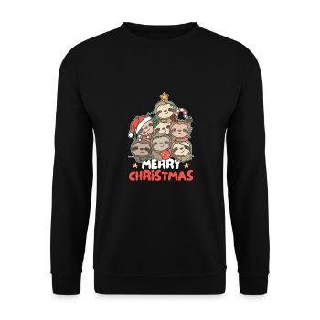 Paresseux arbre de Noël Joyeux Noël - Sweat-shirt Unisexe - noir - Devant - Alina (178cm) & Michal (187cm)