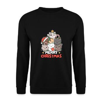 Cat Christmas Tree Merry Christmas - Unisex Sweatshirt - black - Front - Alina (178cm) & Michal (187cm)