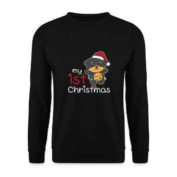Rottweiler Christmas Dogs my 1st Christmas - Unisex Sweatshirt - black - Front - Alina (178cm) & Michal (187cm)