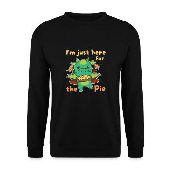 thanksgiving day outfits Truthahn Drache mit Pie - Unisex Pullover - Schwarz - Vorne - Alina (178cm) & Michal (187cm)