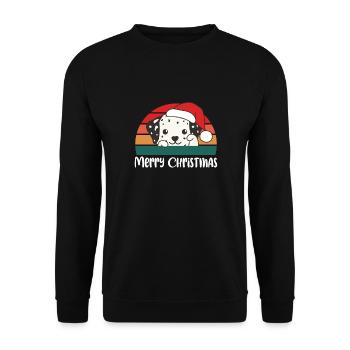 merry Christmas Retro Dalmatiner Weihnacht - Unisex Pullover - Schwarz - Vorne - Alina (178cm) & Michal (187cm)