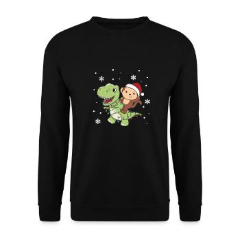 Monkey Trex Christmas Snow Winter Animals - Unisex Sweatshirt - black - Front - Alina (178cm) & Michal (187cm)