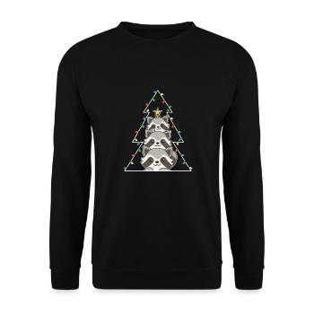Waschbär Weihnachtsbaum Weihnachts Waschbären - Unisex Pullover - Schwarz - Vorne - Alina (178cm) & Michal (187cm)