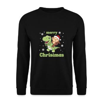Monkey Trex Christmas Snow Winter Animals - Unisex Sweatshirt - black - Front - Alina (178cm) & Michal (187cm)