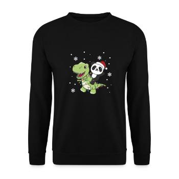 Panda Trex Christmas Snow Winter Animals - Unisex Sweatshirt - black - Front - Alina (178cm) & Michal (187cm)