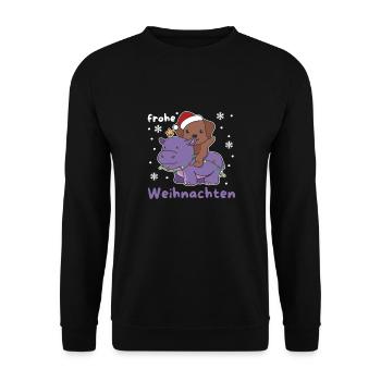 Weihnachts Hippo Labrador frohe Weihnachten Hunde - Unisex Pullover - Schwarz - Vorne - Alina (178cm) & Michal (187cm)