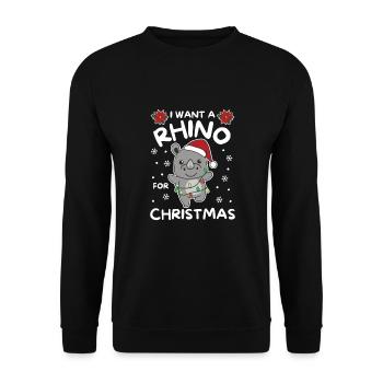 Je veux un rhinocéros pour Noël rhinocéros mignons - Sweat-shirt Unisexe - noir - Devant - Alina (178cm) & Michal (187cm)