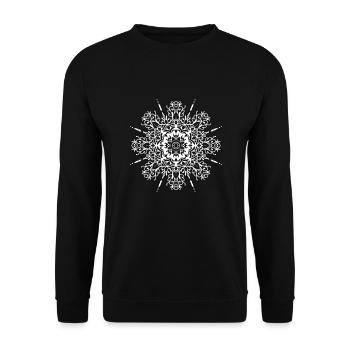 Blumen Mandala - Unisex Pullover - Schwarz - Vorne - Alina (178cm) & Michal (187cm)