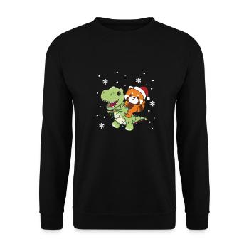 Red Panda Trex Christmas Snow Winter Animals - Unisex Sweatshirt - black - Front - Alina (178cm) & Michal (187cm)