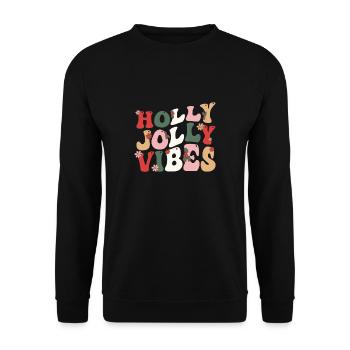 Merry Christmas groovy retro Holly Jolly Vibes - Unisex Sweatshirt - black - Front - Alina (178cm) & Michal (187cm)
