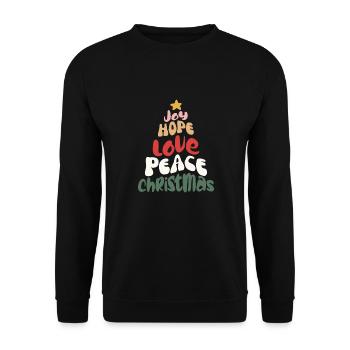 Joyeux Noël groovy rétro Love Peace Christmas - Sweat-shirt Unisexe - noir - Devant - Alina (178cm) & Michal (187cm)