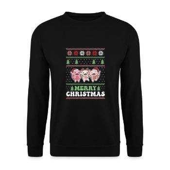 Joyeux Noël rétro moche Noël Axolotl - Sweat-shirt Unisexe - noir - Devant - Alina (178cm) & Michal (187cm)