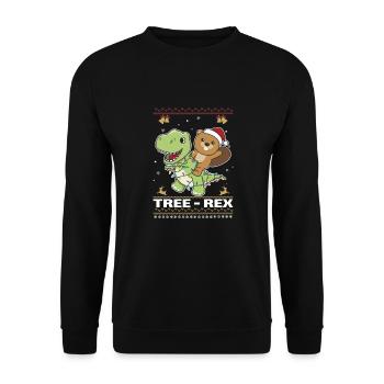 Merry Christmas ugly christmas Beaver Tree Rex - Unisex Sweatshirt - black - Front - Alina (178cm) & Michal (187cm)