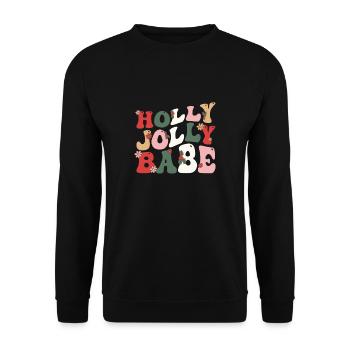 Merry Christmas groovy retro Holly Jolly Babe - Unisex Sweatshirt - black - Front - Alina (178cm) & Michal (187cm)