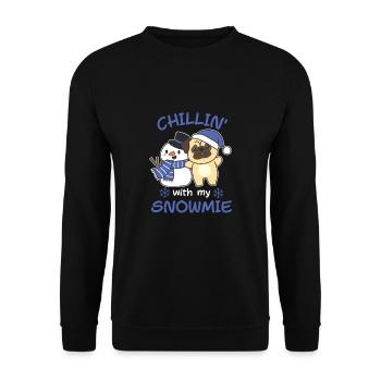 Carlin Chillin avec mon bonhomme de neige - Sweat-shirt Unisexe - noir - Devant - Alina (178cm) & Michal (187cm)