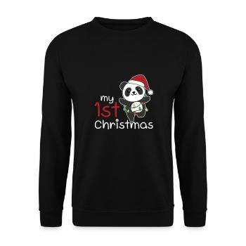 Panda Weihnachten Pandas my 1st Christmas - Unisex Sweatshirt - black - Front - Alina (178cm) & Michal (187cm)