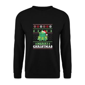 Merry Christmas retro ugly christmas dragon - Unisex Sweatshirt - black - Front - Alina (178cm) & Michal (187cm)