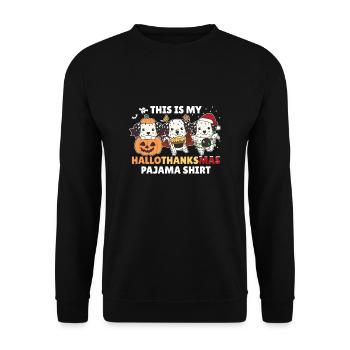 Hallothanksmas Pajama Shirt Dalmatiner Weihnachten - Unisex Pullover - Schwarz - Vorne - Alina (178cm) & Michal (187cm)