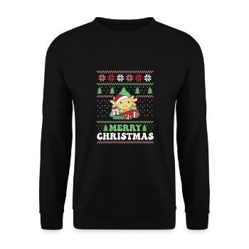 Joyeux Noël rétro moche Noël Axolotl - Sweat-shirt Unisexe - noir - Devant - Alina (178cm) & Michal (187cm)