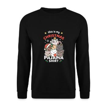 Cat Noël Chemise Pyjama Joyeux Noël - Sweat-shirt Unisexe - noir - Devant - Alina (178cm) & Michal (187cm)