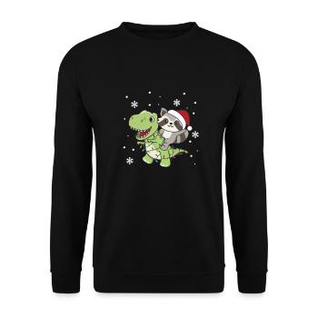 Raton laveur, Trex, Noël, Neige, Hiver, Animaux - Sweat-shirt Unisexe - noir - Devant - Alina (178cm) & Michal (187cm)