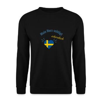 Mein Herz schlägt schwedisch - Unisex Pullover - Schwarz - Vorne - Alina (178cm) & Michal (187cm)