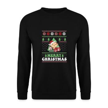 Joyeux Noël rétro moche singes de Noël - Sweat-shirt Unisexe - noir - Devant - Alina (178cm) & Michal (187cm)