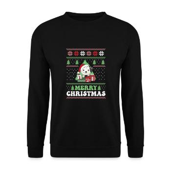 Merry Christmas retro ugly christmas Dalmatians - Unisex Sweatshirt - black - Front - Alina (178cm) & Michal (187cm)