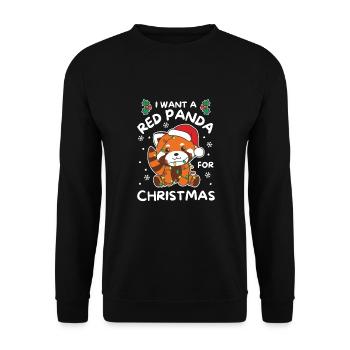 Ich will ein Roter Panda Weihnachten Rote Pandas - Unisex Pullover - Schwarz - Vorne - Alina (178cm) & Michal (187cm)