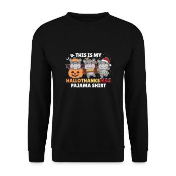 Hellothanksmas Chemise Pyjama Hippo Christmas Animal - Sweat-shirt Unisexe - noir - Devant - Alina (178cm) & Michal (187cm)