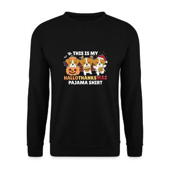 Hallothanksmas Pajama Shirt Jack Russell Weihnacht - Unisex Pullover - Schwarz - Vorne - Alina (178cm) & Michal (187cm)